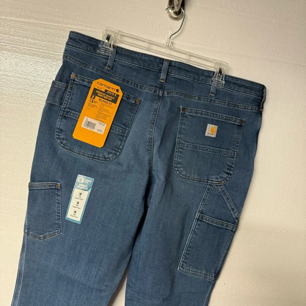 Carhartt Jeans Women 16 Tall Rugged Flex Relaxed Fit Double-Front Denim Stretch